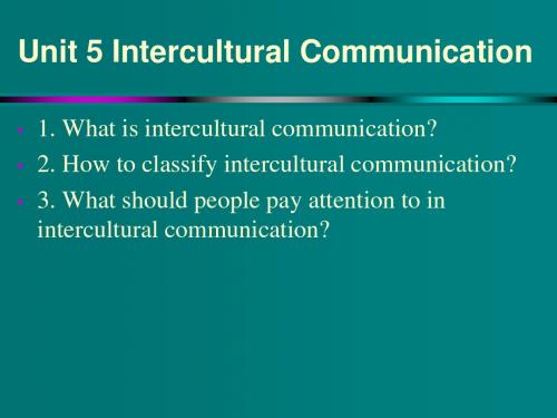 5. Intercultural Communication