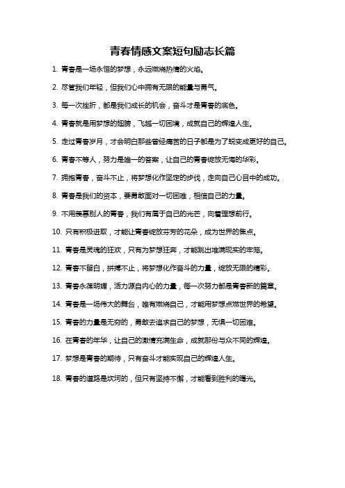 青春情感文案短句励志长篇