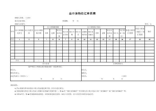 出口货物收汇申报表