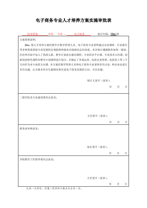 电子商务专业人才培养方案实施审批表