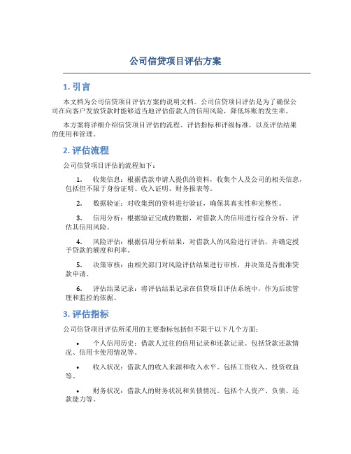 公司信贷项目评估方案