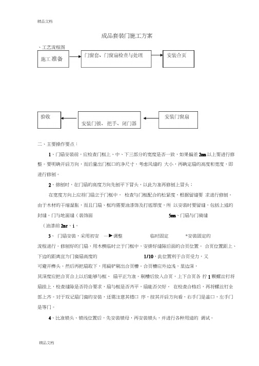 成品套装门施工方案(汇编)