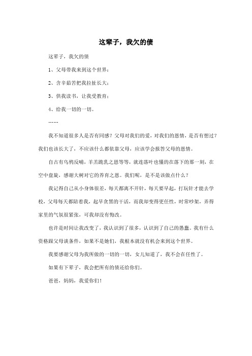这辈子,我欠的债_高中高一作文450字