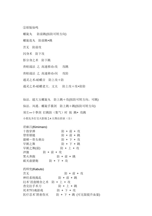 小朋友齐打交火影版2.4出招表