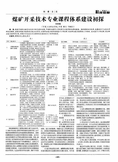 煤矿开采技术专业课程体系建设初探