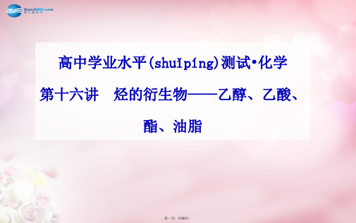高中化学 第十六讲 烃的衍生物乙醇、乙酸、酯、油脂课件