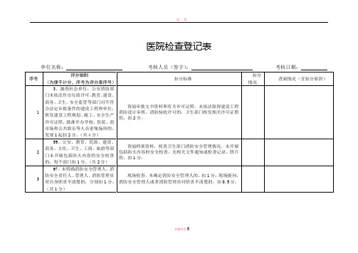 医院消防检查登记表