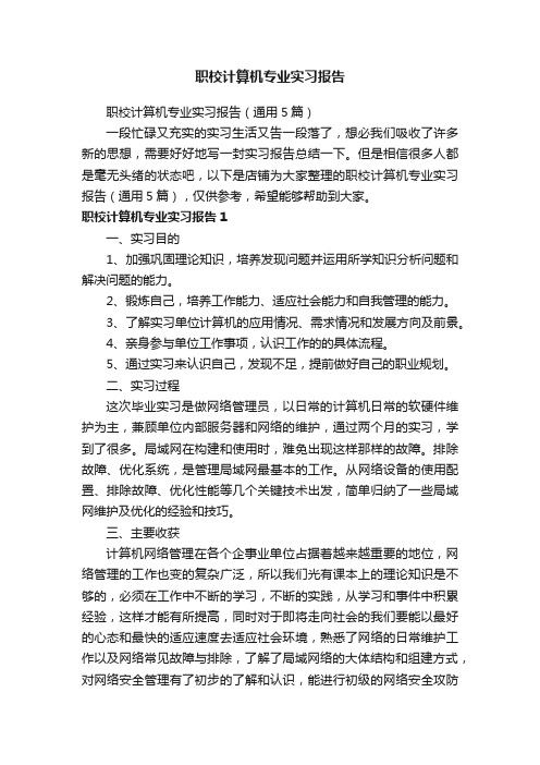 职校计算机专业实习报告