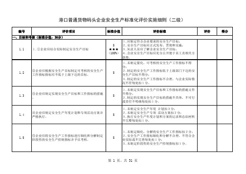 港口普通货物码头企业安全生产标准化评价实施细则2018版(二级)