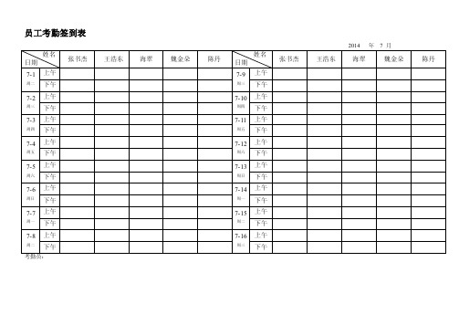 [分享]最实用的考勤签到表（上下班签到表）