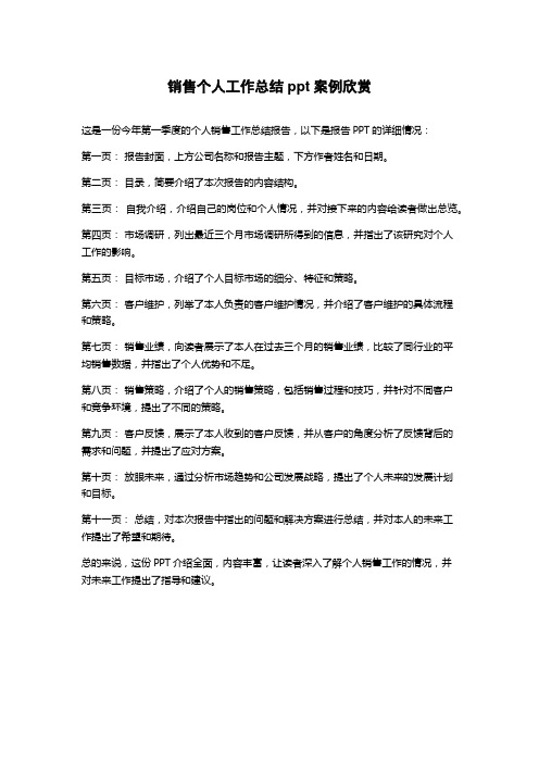 销售个人工作总结ppt案例欣赏