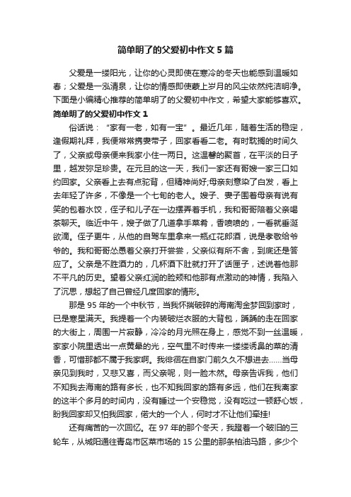 简单明了的父爱初中作文5篇