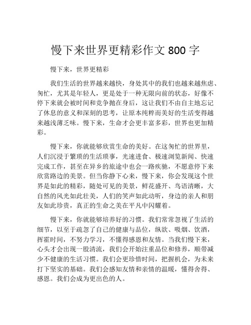 慢下来世界更精彩作文800字