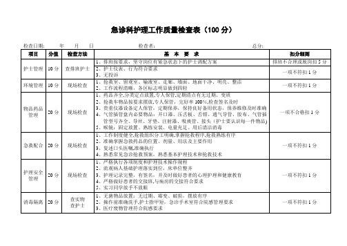 附表二(各专科护理质量检查表)