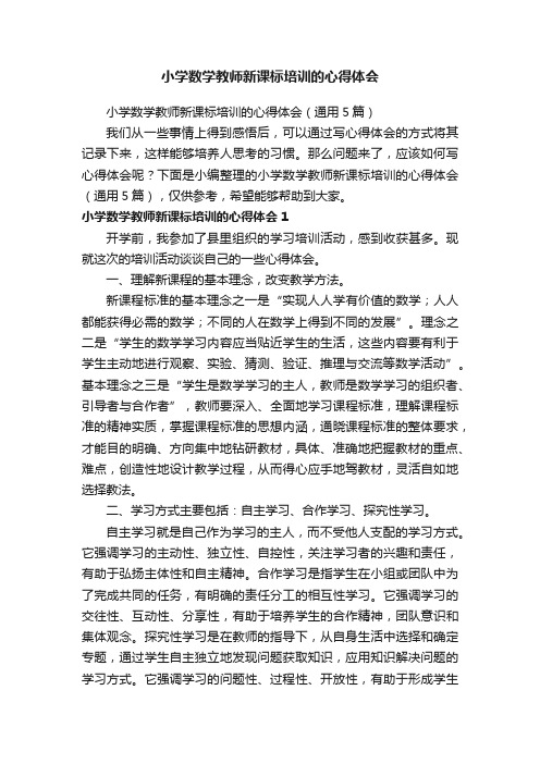 小学数学教师新课标培训的心得体会（通用5篇）