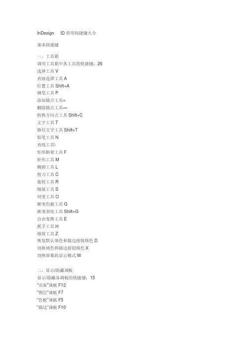 InDesign   ID常用快捷键大全