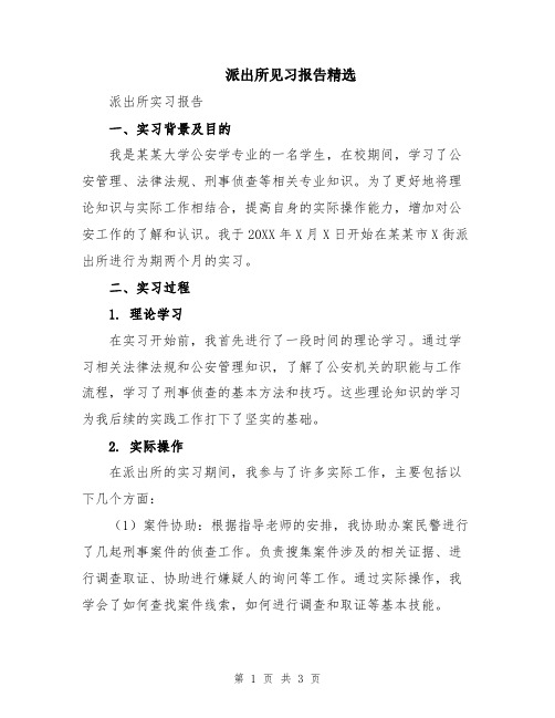 派出所见习报告精选