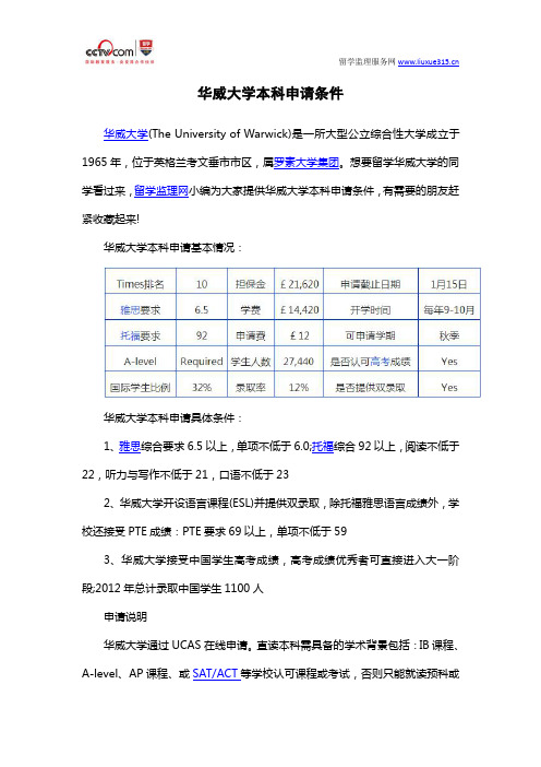 华威大学本科申请条件