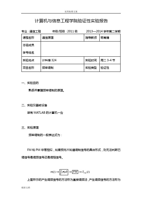 5频率调制-通信原理实验报告材料