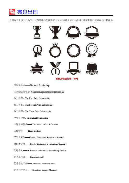 出国留学申请文书DIY,获得的那些奖项怎么翻译
