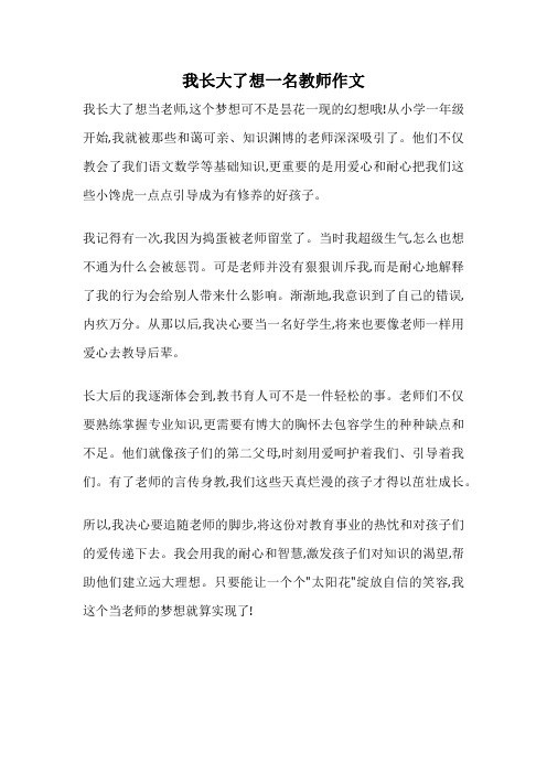 我长大了想一名教师作文