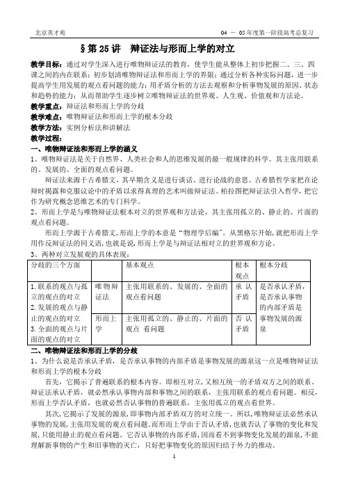 辩证法与形而上学的对立