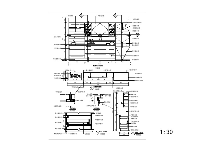 厨房室内详细装修cad大样节点图