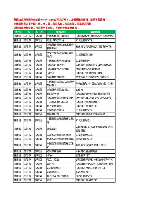 2020新版甘肃省庆阳市庆城县加油站服务工商企业公司商家名录名单联系电话号码地址大全53家