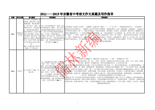 2011——2019年安徽省中考语文作文真题及写作指导