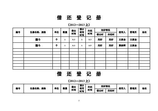 借还登记册八上