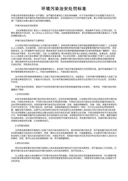 环境污染治安处罚标准