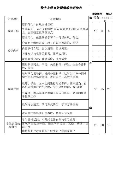 高效课堂的评价表