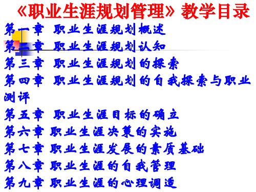 职业生涯规划管理教学目录