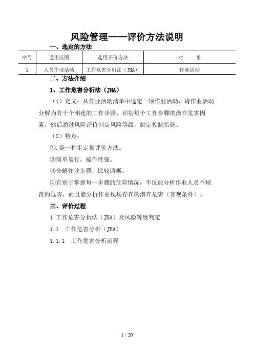 风险评价方法(JHA)详细说明与举例