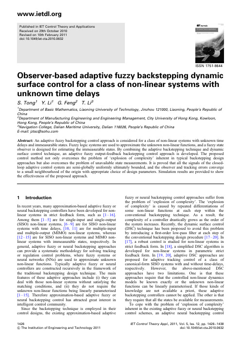 Observer-based adaptive fuzzy backstepping dynamic surface control for a class of non-linear  ....