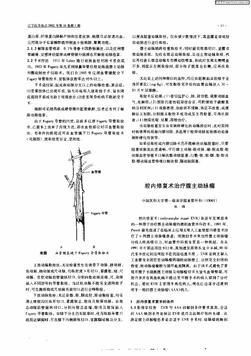 腔内修复术治疗腹主动脉瘤