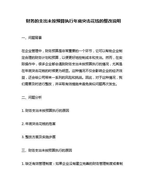 财务的支出未按预算执行年底突击花钱的整改说明