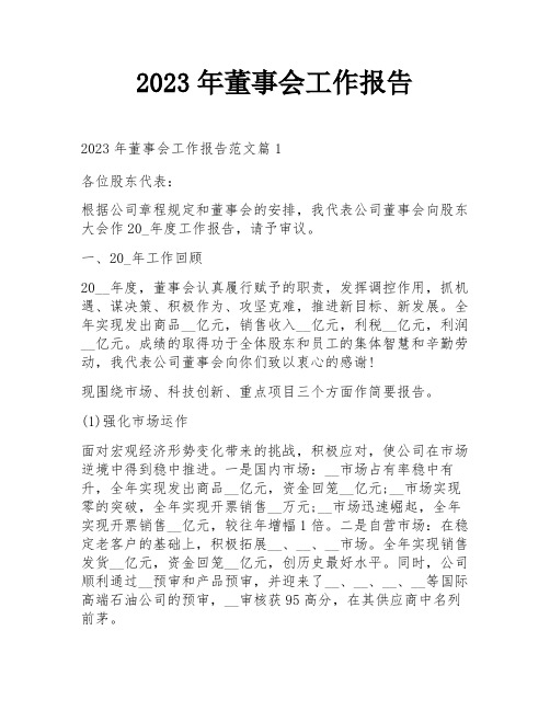 2023年董事会工作报告