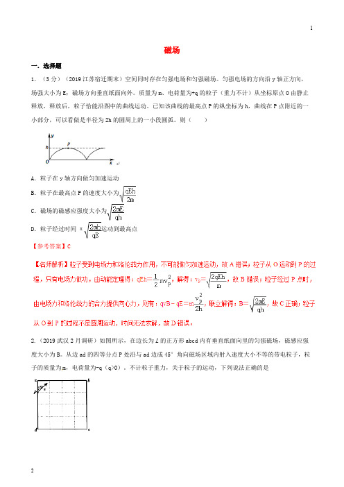 2019年高三物理一轮复习二模三模试题分项解析专题10磁场第01期24