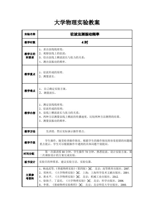 大学物理实验教案6-驻波法测振动频率