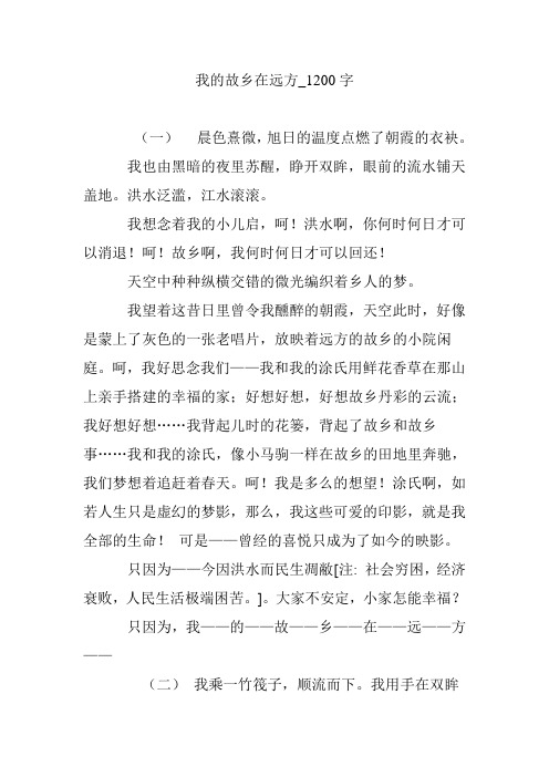 我的故乡在远方_1200字