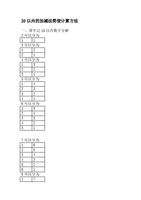 以内的加减法简便计算方法