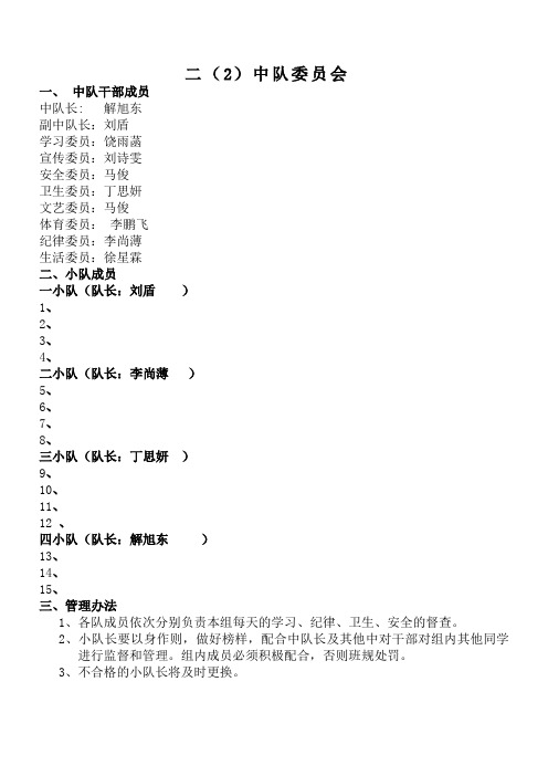 少先队二(2)中队委员会