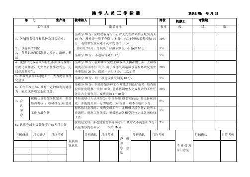 机修工工作标准