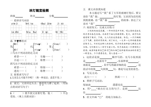 《冰灯》随堂检测及答案