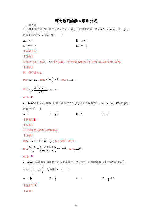 等比数列的前n项和公式专题练习(解析版)