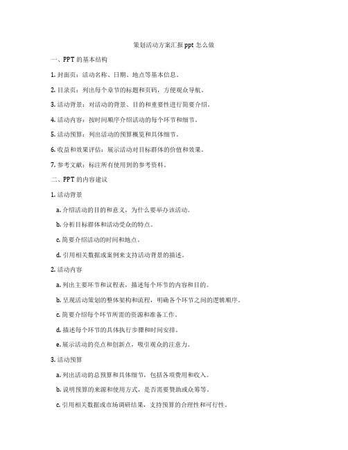 策划活动方案汇报ppt怎么做