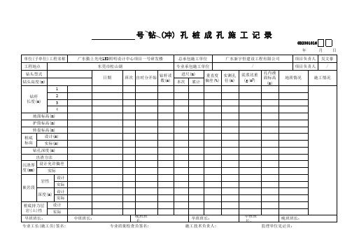 冲孔 桩 成 孔 施 工 记 录