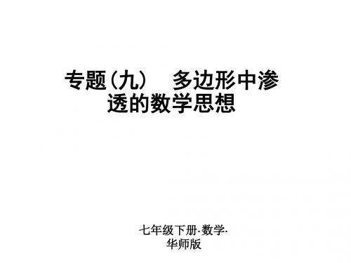 2018-2019学年七年级华师大版下册课件：专题(八) 与三角形的内角和与外角和有关的计算(共14张PPT)