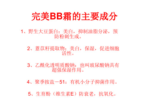 完美BB霜的主要成分